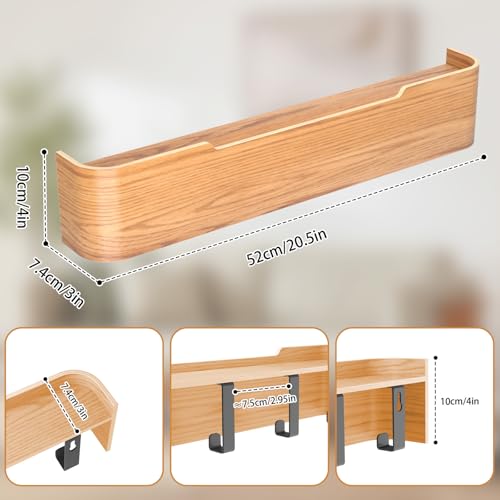 VERASCOT Wall Mounted Coat Rack with Shelf, Wooden Entryway Organizer with Hidden Metal Hooks for Hanging Coats Bags Keys, Modern Floating Shelf for Hallway Bathroom (Oak, 5 Hooks) by VERASCOT - Used condition - Image 3