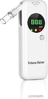 Keto Breath Breathalyzer, Ketone Breath Meter, Digital Ketosis Test with 10 Mouthpieces for Family Use(White)