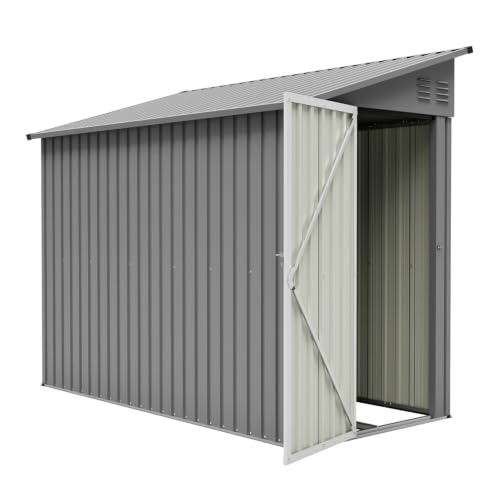 KOMHTOM Abri de Jardin en Acier Galvanisé (4x8 FT-Gris)