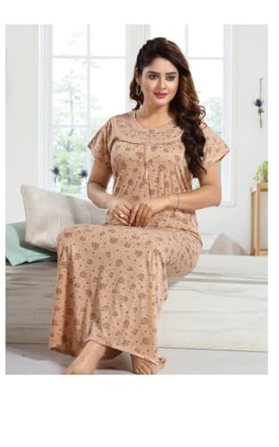 Image of Onekbhalo Women's Cotton Floral Kaftan Nighty Maxi Gown (OK Free Size)