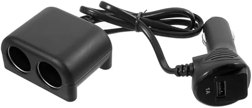 Car Cigarette Lighter Splitter 120W 12V/24V 1 to 2 Sockets Car Cigarette Lighter Splitter with One USB Port - Black