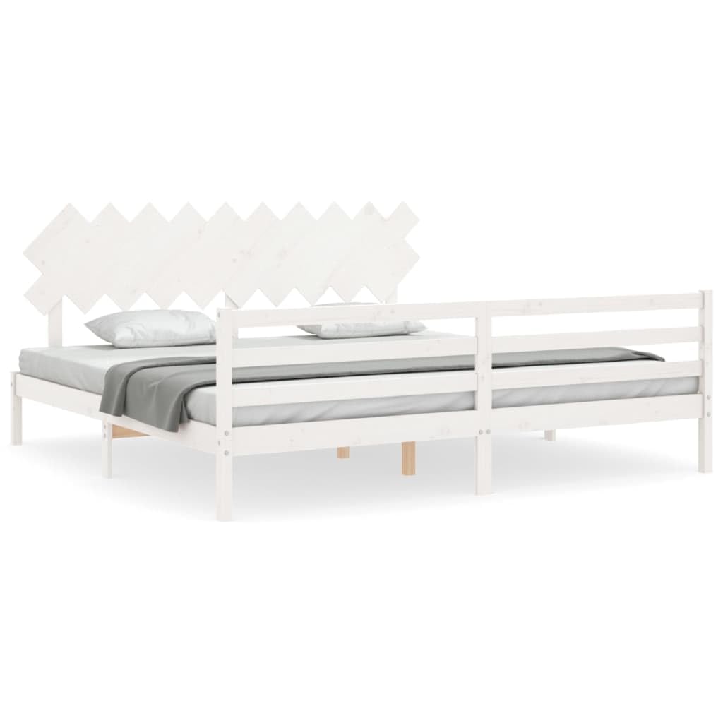 Rantry Bettgestell mit Kopfteil, Massivholz, Weiß, 200 x 200 cm, Lattenrost für Erwachsene, Kinder und Jugendliche, einfache Montage, Typ 4 Betten und Lattenroste