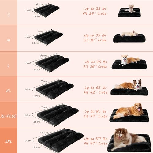 EHEYCIGA Fluffy Dog Crate Bed Medium, Calming Anti Anxiety Pet Bed Washable, Dog Mat Mattress for Crate with Anti-Slip Bottom - Image 4