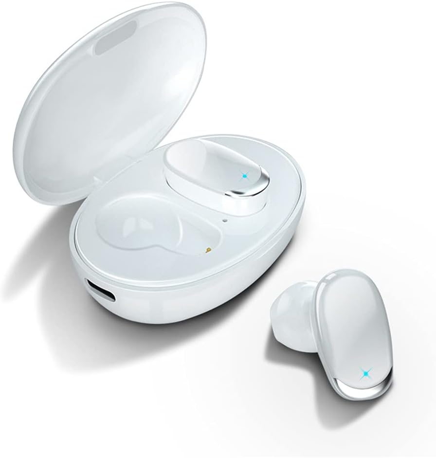 True Wireless Earbuds, TWS Bluetooth 5.0 Headphones Daul-Ear Stereo Sound CVC8.0 Noise Cancelling Headset in-Ear Built-in Mic, with 400Mah Charging Case,White