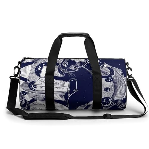 Sac de sport chat noir magique de 45cm pour gym et voyage week-end