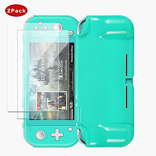 Shumeifang Carcasa para Nintendo Switch Lite, Premium Funda Puesta Cristal PC Absorción de Golpes Anti Arañazo para Nintendo Switch Lite, con 2 Piezas Protector de Pantalla - Verde Cover