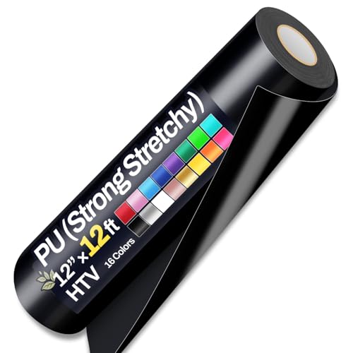 12' x 12ft Heat Transfer Vinyl Rolls, PU (Strong Stretchy) HTV Vinyl...