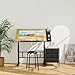 Dripex Zeichentisch 0-60° Neigbar Architektentisch Verstellbarer Tischplatte Höhenverstellbar Arbeitstisch Zeichnung Computertisch mit Hocker und Schließfächern für Office und Home Holzfarbe