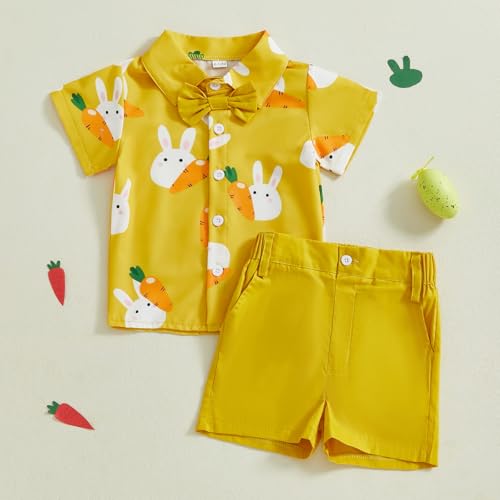 Image of Toddler Boy Summer Outfits Button Down Short Sleeve Floral Shirts & Casual Shorts 1-6 Years Boys Clothes Set