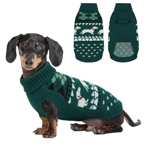Lelepet Dachshund Sweater, Turtleneck Dog Sweaters for Small Dogs, Warm Pullover Knitted Pet Coat, Cold Weather Dachshund Clothes, Fall/Winter Cozy Ou