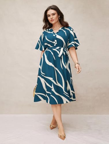 Image of JAIPURFAME One Piece Dress for Women, New American Print Rayon Midi Dress, Stylish, Modern Party Outfit, Perfect for Casual and Formal Occasions