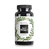 Omega 3 vegan aus Algenöl - 90 Kapseln - Hochdosiert mit hochwertigem EPA und DHA (in Triglycerid-Form) - Omega-3 für Veganer, Laborgeprüft, nachhaltig und vor Natur aus schadstoffarm