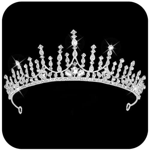 Silver Crown Tiaras for Women Queen Quinceanera Crown Princess Tiara Headband Bridal Tiara Rhinestone Hair Accessories for Wedding Homecoming Prom Birthday Pageant Party Halloween for Women Girls