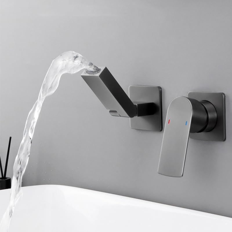 Lavabo mural encastré blanc avec robinet eau chaude et froide - 7