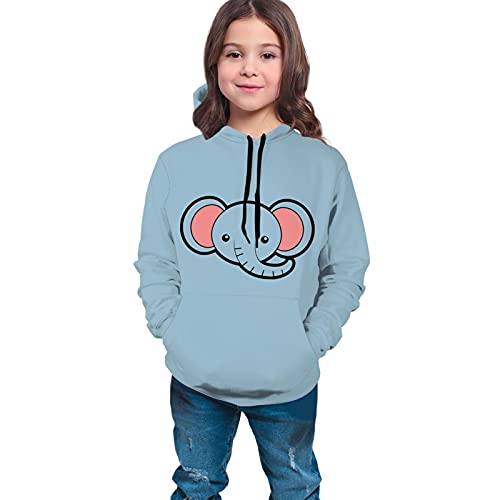 Cute Elephant Face Cartoon Boy Girl Children Youth Hoodies Fashion Sweater Pocket Sweatshirts Black #TOP2