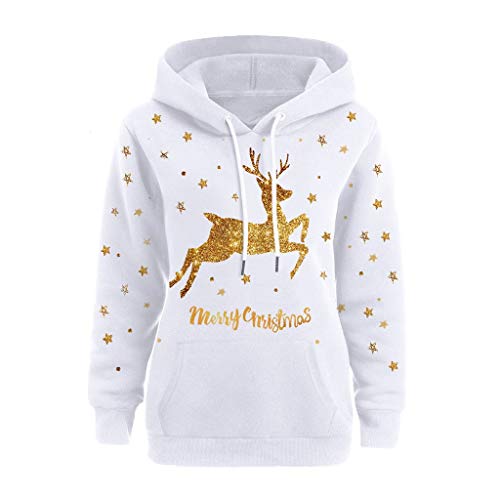 Overdose Soldes Noël Sweat à Capuche Femme Pas Cher Automne Hiver Chaud Manches Longues Hooded Sweatshirt Veste Casual Pullover Cover