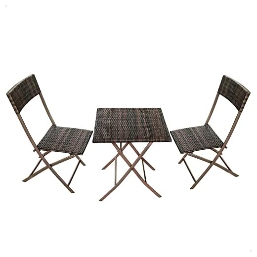 Aktive 61121 - Conjunto mesa y sillas jardín 2 personas | Incluye mesa 60x60x72 y Dos sillas 47x83,5 | Mesa y sillas terraza pequeña ligero y cómodo | Uso en interior y exterior