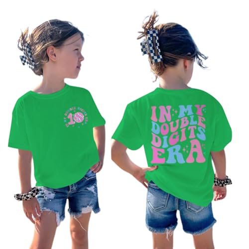 Image of Pairxily in My Double Digits Era Shirt for Girls 10th Cute 10 Year Old Girl Happy Birthday Shirts Gifts Short Sleeve Tops