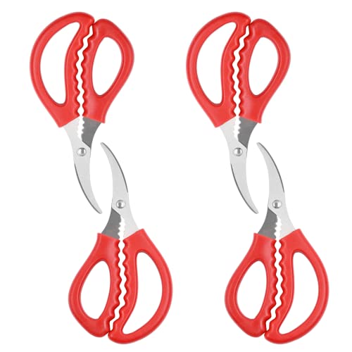 Loceast 4Pcs Kitchen Seafood Scissors, Multifunctional Stainless Steel Shears Seafood Scissors, Crab Scissors Lobster Scissors Fish Scissors Seafood Scissors #TOP6