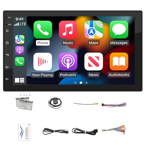 Compatibile con Apple Carplay e Android Auto Wireless e Cablati, Autoradio Double Din, Ricevitori radio Android 11 da 7 pollici con FM/RDS, Bluetooth, Mirror Link, GPS/WIFI/USB