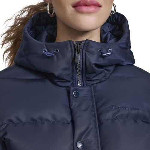Stay Cozy and Chic: Champion Women’s Quilted Snorkel Puffer in Navy, Small - Image 7