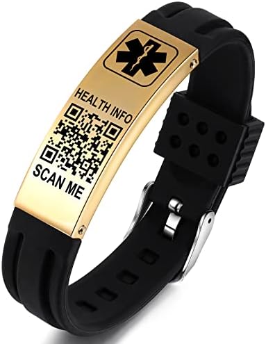 Pulseras médicas unisex con código QR, pulsera de emergencia médi...