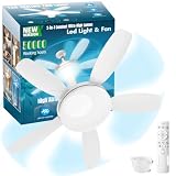 WZZIW 32" Socket Fan Light, 3000 Lumens Small Ceiling Fans with Lights and Remote, E26/E27 Light Bulb Fan with Reversible Motor, Dimmable 3000K-6500K Light Socket Fan for Bedroom Kitchen Garage