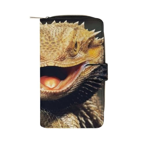 Cool Bearded Dragon Lizards Wallet PU Leather Purse Coin Pocket Credit Card Holder Clutch Gifts for Women Men
