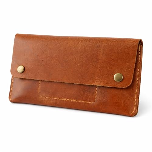 Image of Leather Currency Pouch, Currency Organiser, Dollar Bills Holder, Bills Organizer, Money Envelope with Mobile Pocket, Money Bag For Men & Women (TAN)