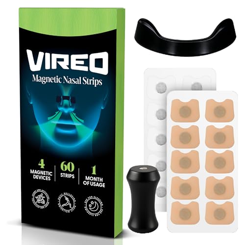 Vireo® Cerotti Nasali Magnetici Neri kit 30 giorni, Cerotti Naso, Riutilizzabili, Alta Tenuta, Qualità Premium, Sport e Uso Quotidiano
