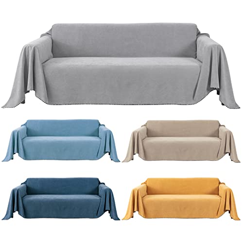 Foreate Waterproof Couch Cover Sectional Sofa Cover Couch Cover Blanket - Cat Scratch Furniture Protector Dog Couch Cover Protector Machine Washable, 71'' X 118'', Denim Blue #TOP6