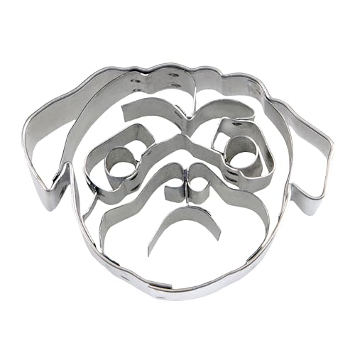 Stampini per Biscotti a Forma di goffratura Pug Face, Argento