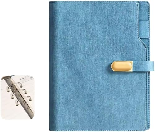 Gamire システム手帳 ルーズリーフ ノート メモ帳 PU素材 軽量 厚い手 A5 6穴 丈夫 バインダー 日記帳 カードスロット付 磁石設計 金属バインダー ペンホルダー付き おしゃれ 北欧 コンパクト 多機能 持ち運び 収納付き ?事簿 仕事 ビジ