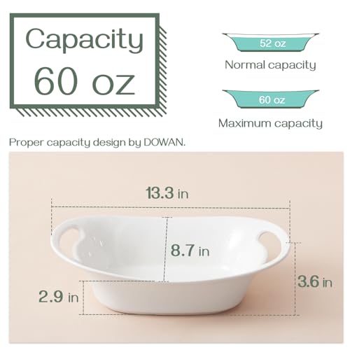 image for DOWAN Large Serving Bowls with Handles, 60 OZ Oval Serving Platter for