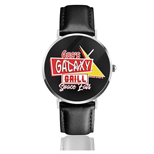 Unisex Business Casual Gus Galaxy Grill Spaceballs Uhren Quarz Leder Uhr mit schwarzem Lederband für Männer Frauen Junge Kollektion Geschenk