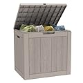 Mars Villa Deck Box, 31 Gallon Resin Indoor and Outdoor Storage Box Waterproof for Patio Furniture Cushions, Pool Supplies, Gardening Tools, Weatherproof and UV Resistant (Grey)