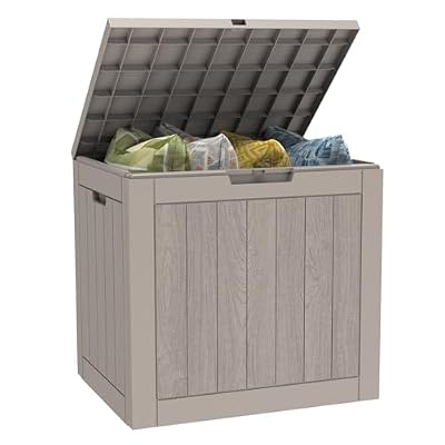 Mars Villa Deck Box, 31 Gallon Resin Indoor and Outdoor Storage Box Waterproof for Patio Furniture Cushions, Pool Supplies, Gardening Tools, Weatherproof and UV Resistant (Grey)