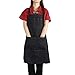 Solomi Fartuch roboczy - fartuch dżinsowy, unisex fartuch z kieszeniami do restauracji, kawa kelnerska rysunek (2 rozmiary) (czarny)