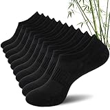 SockWaddles Bamboo No Show Trainer Socks for Men and Women, Low Cut Invisible Socks Men Ladies with Non-Slip Silicone Stripes, Breathable Short Sock, Black, Size 9-12, 5 Pairs