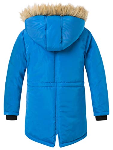 Zshow Boys' Water Resistant Windbreaker Jacket Warm Long Parka Hooded Winter Coat(Acid Blue,14-16) #TOP1