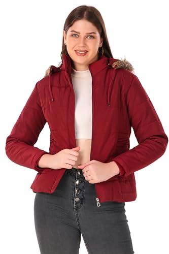 Image of Brazo Girls and Women's Puffer Regular Fit Bomber Jacket For Winter Wear | Hooded Neck | Full Sleeve | Zipper | Casual Jacket For Woman & Girl | Western Stylish Jacket For Women