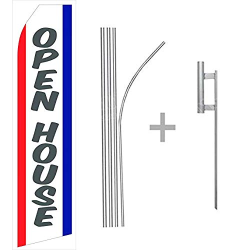 wall26 Open House Econo Flag | 16ft Aluminum Advertising Swooper Flag Kit with Hardware
