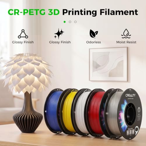 Image of Creality Black & Black PETG 1.75mm Filament 2KG, 3D Printer Filament Bundle, Excellent Toughness High Precision, Odorless Non-Toxic Moistureproof, Glossy, Accuracy + /- 0.02mm
