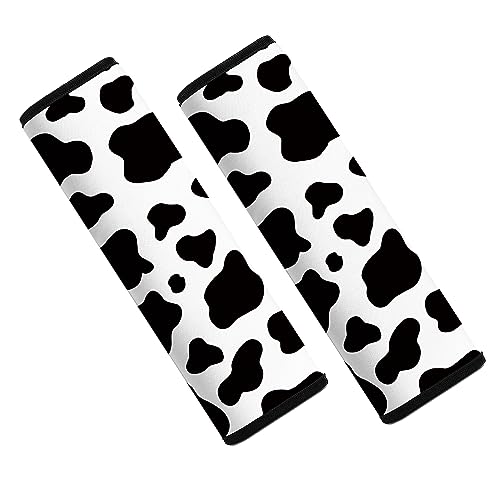 Image of Mokiwala Car Seat Belt Pad Cover, 2-Pack Soft Car Safety Seat Belt Strap Shoulder Pad for Adults and Children, Suitable for Car Seat Belt, Backpack, Shoulder Bag (Cow Pattern)