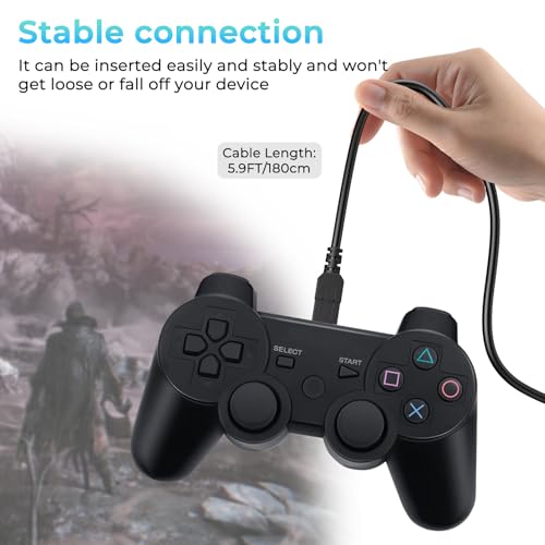 2 Pack Charger Cable for PS3 Controller,3.3FT Mini USB Chargering Cord for PS3 Controller/Dash Cam/MP3 Player/GPS Receiver