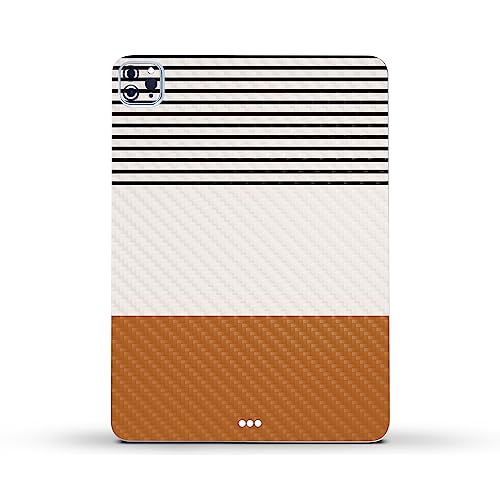 Image of MightySkins Carbon Fiber Skin Compatible with Apple iPad Pro 11 inch M2 4th Gen (2022) Full Wrap Kit - Neutral Stripes | Protective, Durable Textured Carbon Fiber Finish | Easy to Apply | Made in The USA