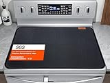 Fireproof Stove Top Covers for Electric Stove, Heat Resistant Glass Top Protector, Flat Oven Cover Mat for Kitchen Cooktop & Counter (Black, 36x21 Inch)