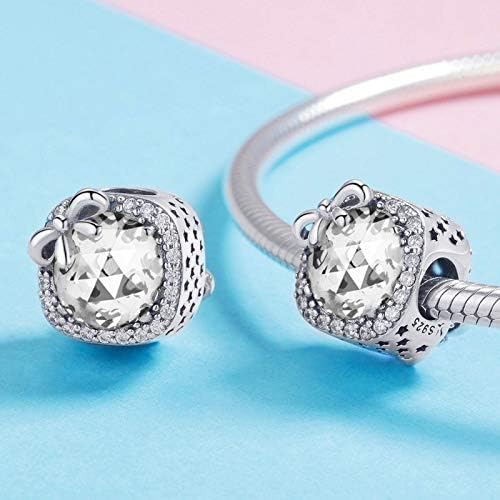 MUERDOU Birthstone Charm Fit for Charms Bracelet Bowknot Birthday Crystal Charms for Bracelet and Necklace