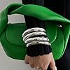 Asphinien Punk Metal Bangle Bracelets Set Chunky Wide Bracelets Carved Bangles Stackable Dainty Gold Bracelet Exaggerative Plain Textured Bangle Accessories for Women (Silver 4pcs) #1