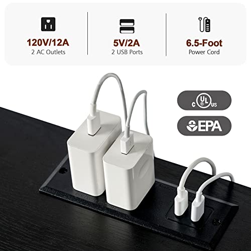 Amhancible Black Nightstands Set Of 2 With Charging Station, End Tables Living Room With 2 Usb Ports And 2 Outlets, Side Tables Bedroom With 2 Drawers Het05Xbk #TOP2